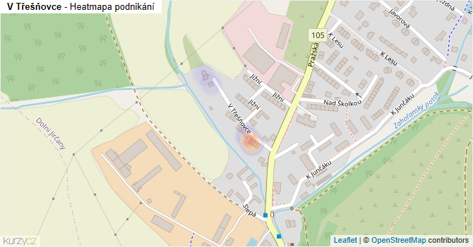 V Třešňovce - mapa podnikání