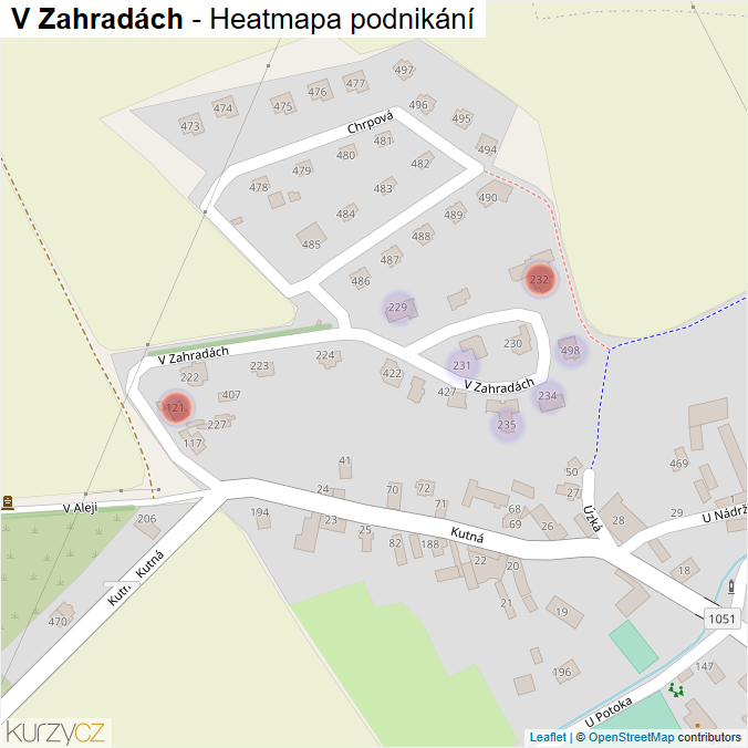 Mapa V Zahradách - Firmy v ulici.