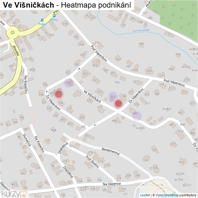 Mapa Ve Višničkách - Firmy v ulici.