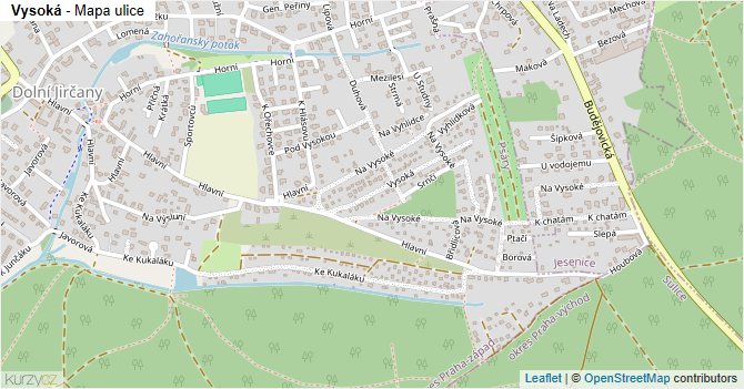 Vysoká - mapa ulice