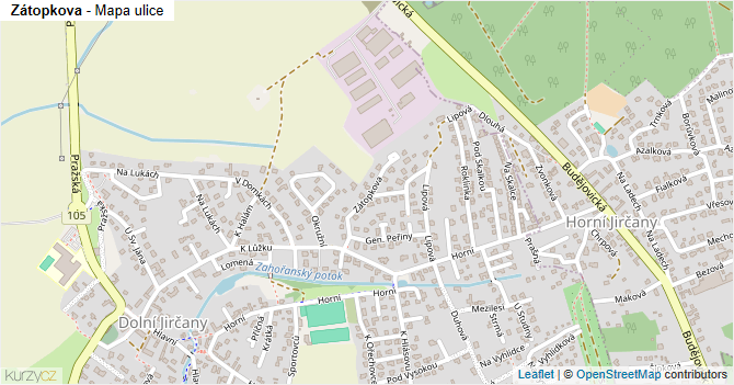 Zátopkova - mapa ulice