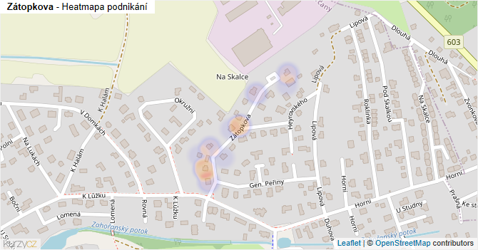 Zátopkova - mapa podnikání