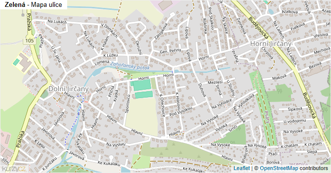 Zelená - mapa ulice