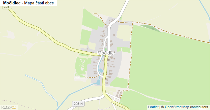 Močidlec - mapa části obce