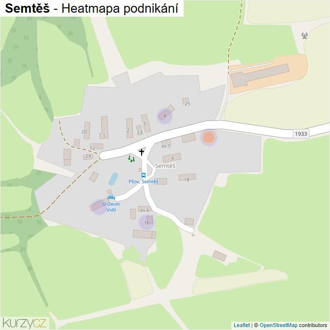 Mapa Semtěš - Firmy v části obce.