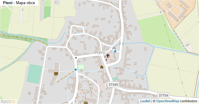 Ptení - mapa obce