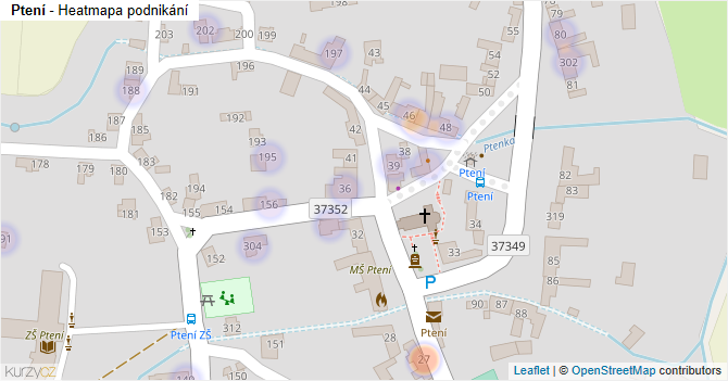 Ptení - mapa podnikání