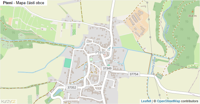Ptení - mapa části obce