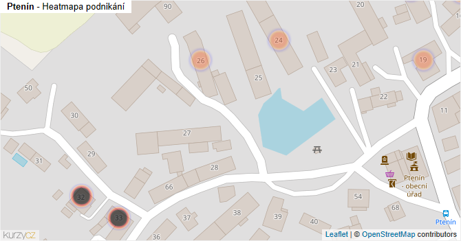 Ptenín - mapa podnikání