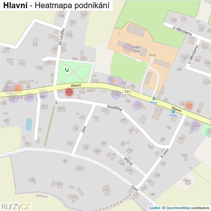 Mapa Hlavní - Firmy v ulici.