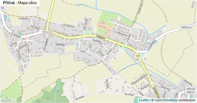 Příčná - mapa ulice