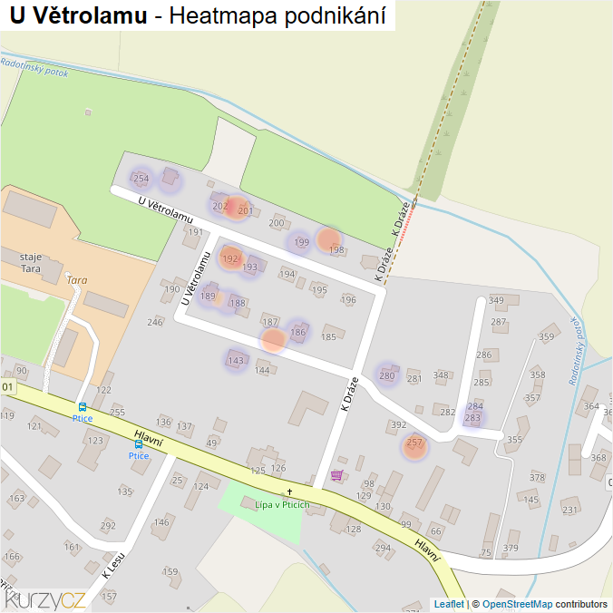 Mapa U Větrolamu - Firmy v ulici.