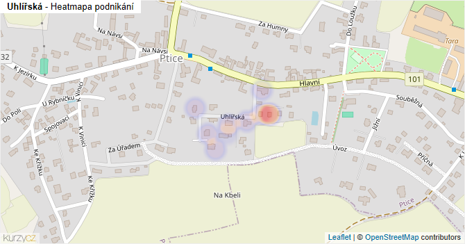 Uhlířská - mapa podnikání