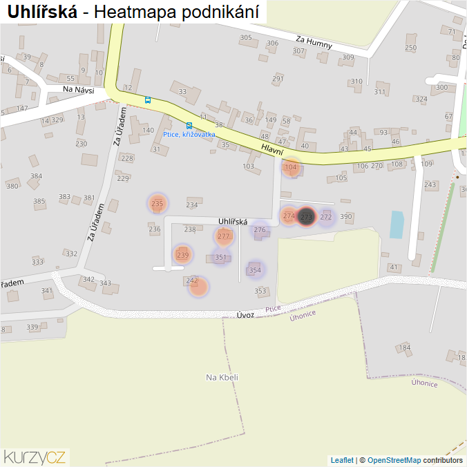 Mapa Uhlířská - Firmy v ulici.