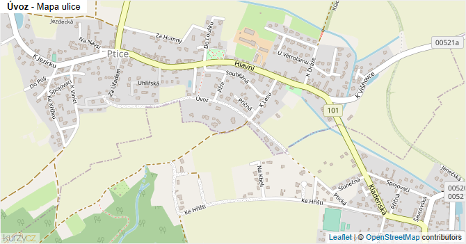 Úvoz - mapa ulice