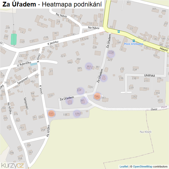 Mapa Za Úřadem - Firmy v ulici.