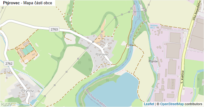 Ptýrovec - mapa části obce
