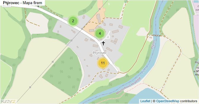 Ptýrovec - mapa firem