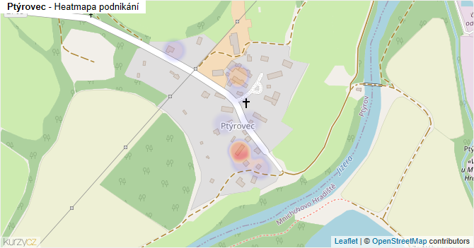 Ptýrovec - mapa podnikání