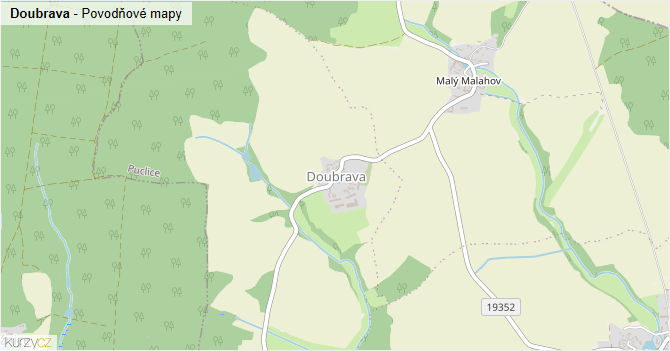 Doubrava - záplavové mapy stoleté vody