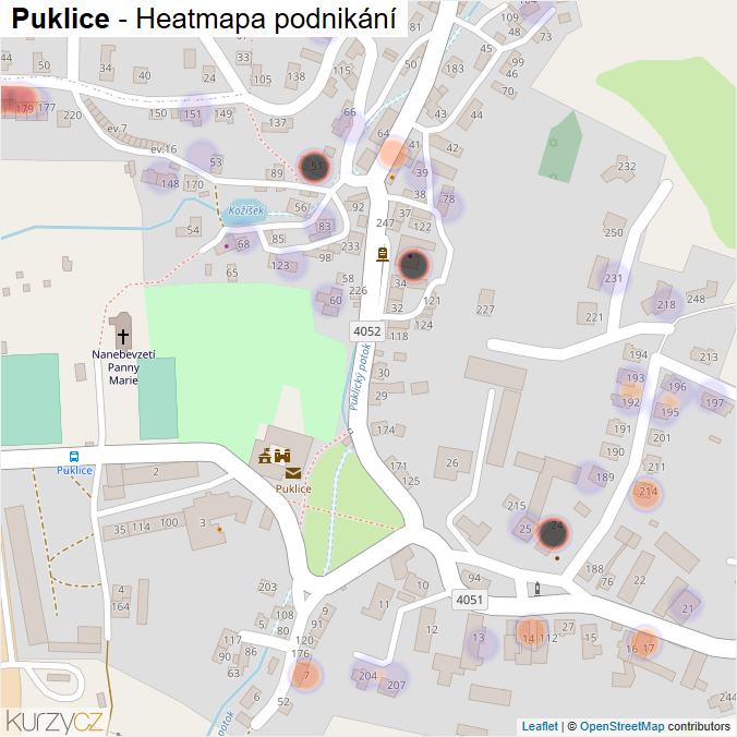 Mapa Puklice - Firmy v části obce.