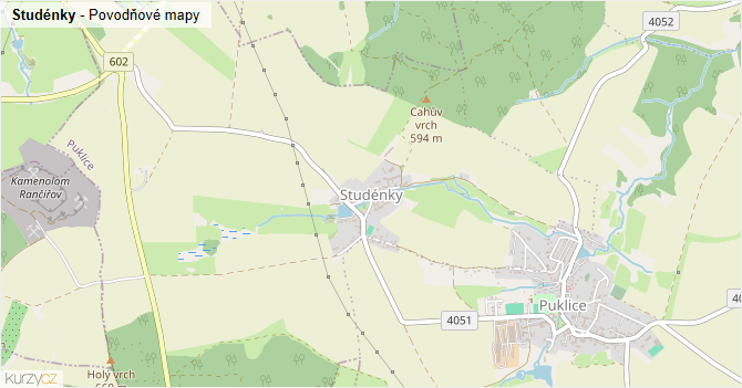 Studénky - záplavové mapy stoleté vody