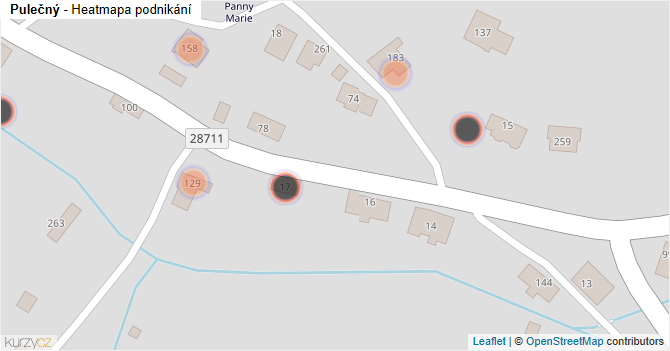 Pulečný - mapa podnikání