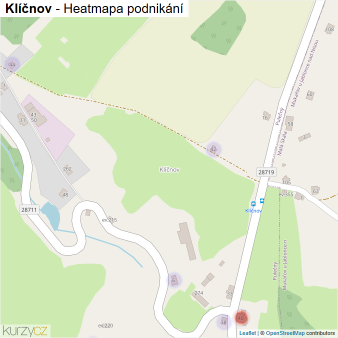 Mapa Klíčnov - Firmy v části obce.