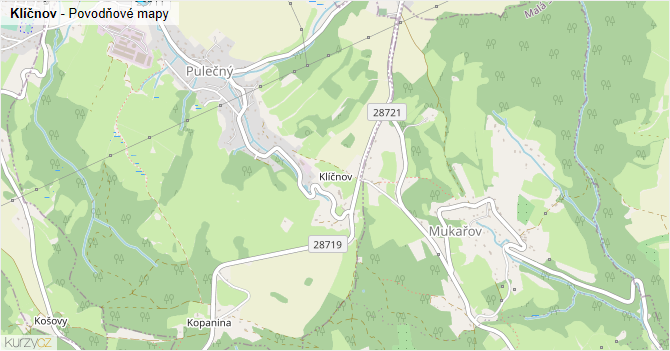 Klíčnov - záplavové mapy stoleté vody