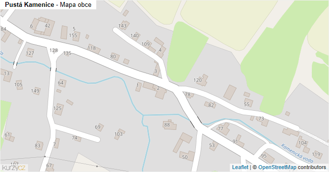 Pustá Kamenice - mapa obce