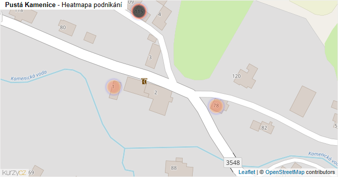 Pustá Kamenice - mapa podnikání