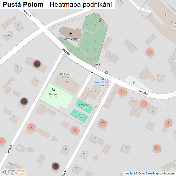 Mapa Pustá Polom - Firmy v obci.