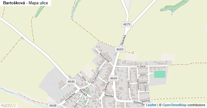 Bartošková - mapa ulice