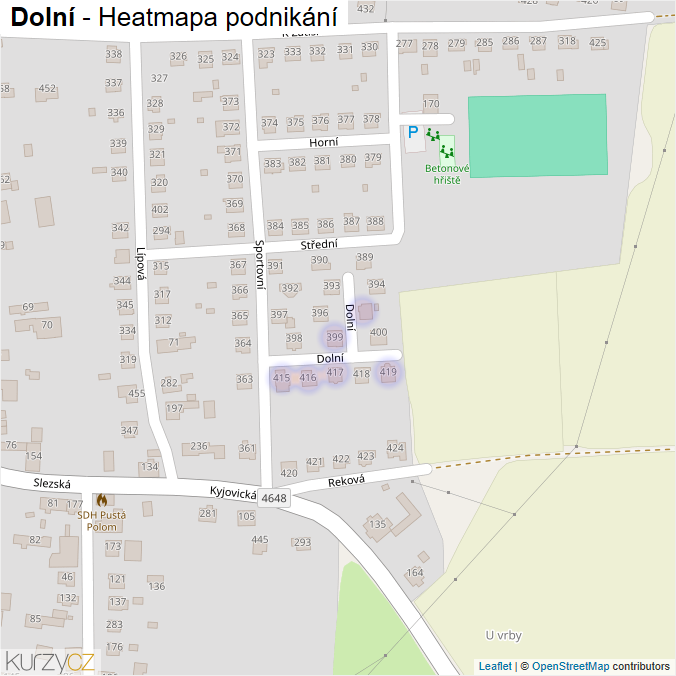 Mapa Dolní - Firmy v ulici.