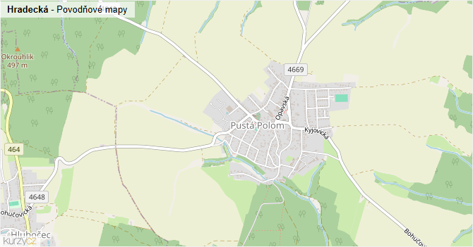 Hradecká - záplavové mapy stoleté vody