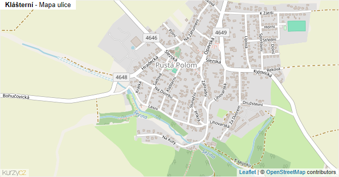 Klášterní - mapa ulice