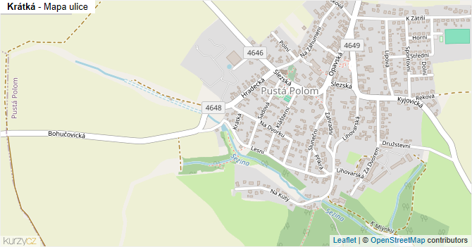 Krátká - mapa ulice