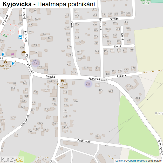 Mapa Kyjovická - Firmy v ulici.