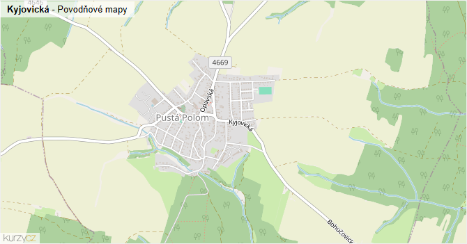 Kyjovická - záplavové mapy stoleté vody