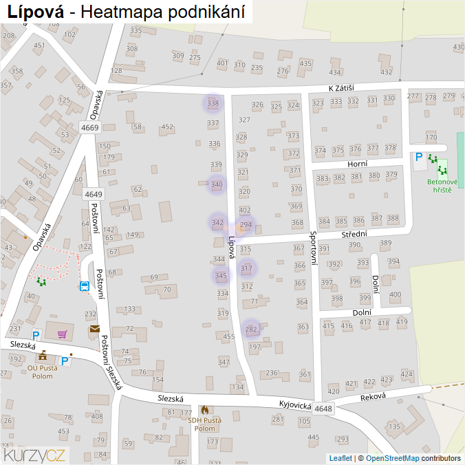 Mapa Lípová - Firmy v ulici.