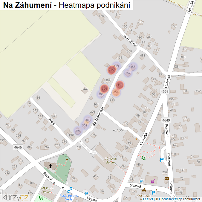Mapa Na Záhumení - Firmy v ulici.