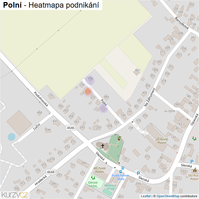 Mapa Polní - Firmy v ulici.