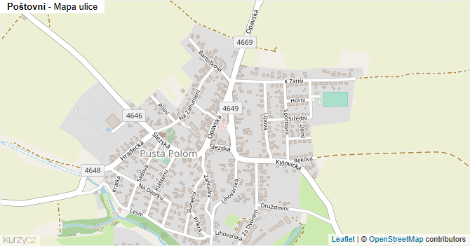 Poštovní - mapa ulice