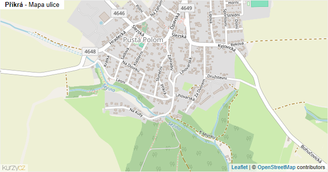 Příkrá - mapa ulice