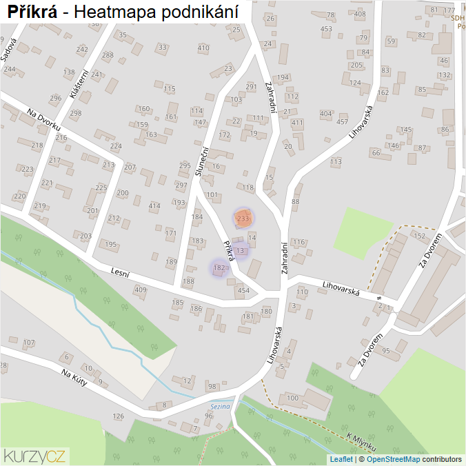 Mapa Příkrá - Firmy v ulici.