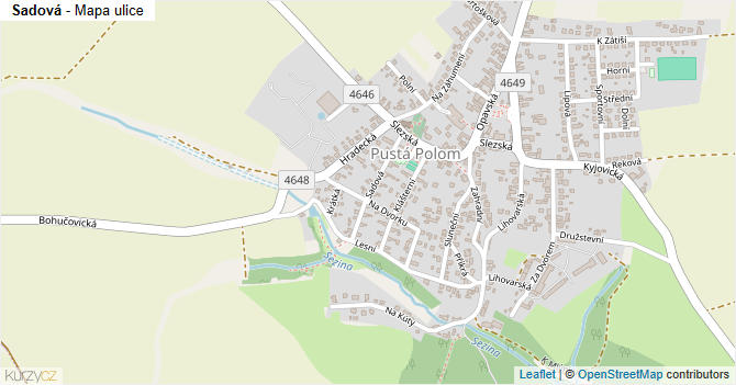 Sadová - mapa ulice