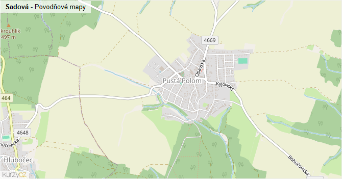 Sadová - záplavové mapy stoleté vody