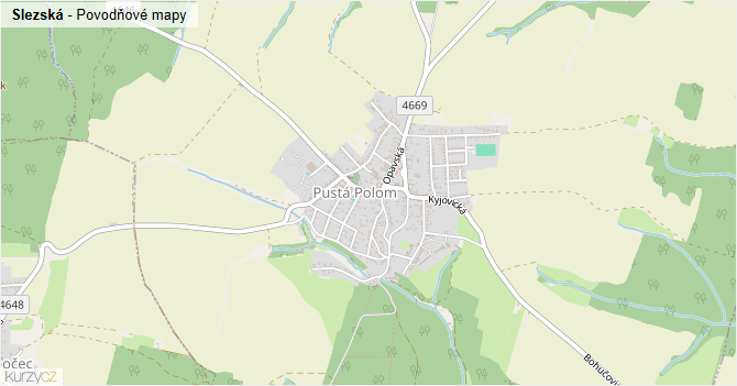 Slezská - záplavové mapy stoleté vody