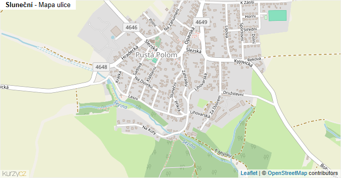 Sluneční - mapa ulice