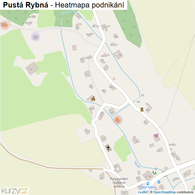 Mapa Pustá Rybná - Firmy v části obce.